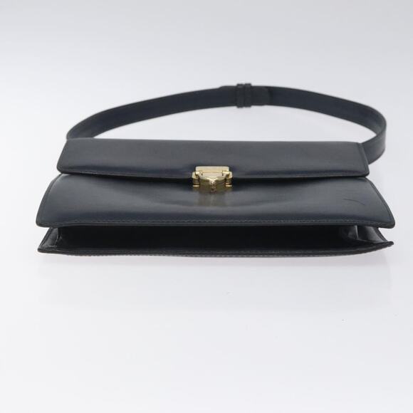 CELINE Shoulder Bag Leather Navy Gold - Picture 9 of 13